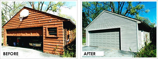 before and after garage door installation