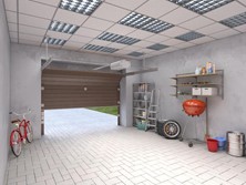 A garage interior showcasing a bike rack holding a single bicycle in Chicago, IL