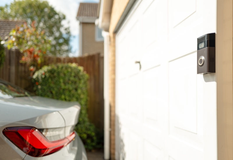SmartHome Garage Doors with a connected security camera for residential garage access in Chicago, IL